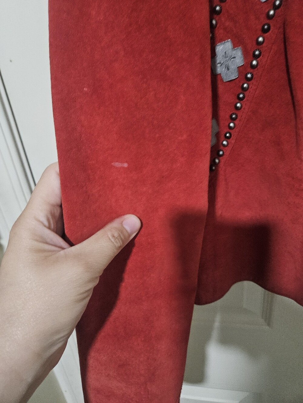Double D Ranch Red Suede Studded Zip-Front Jacket Sz M - Picture 7 of 8